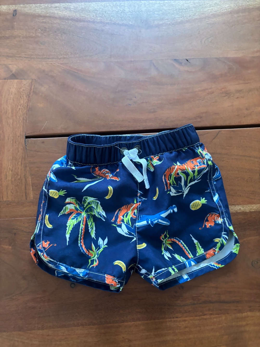Hanna Andersson Navy Tropical Print Swim Shorts